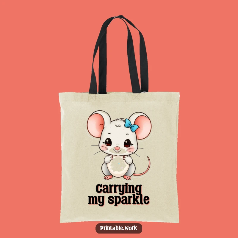 Funny Kawaii Mouse Embellishment Tote Bag: Carry Your Sparkle and Supplies