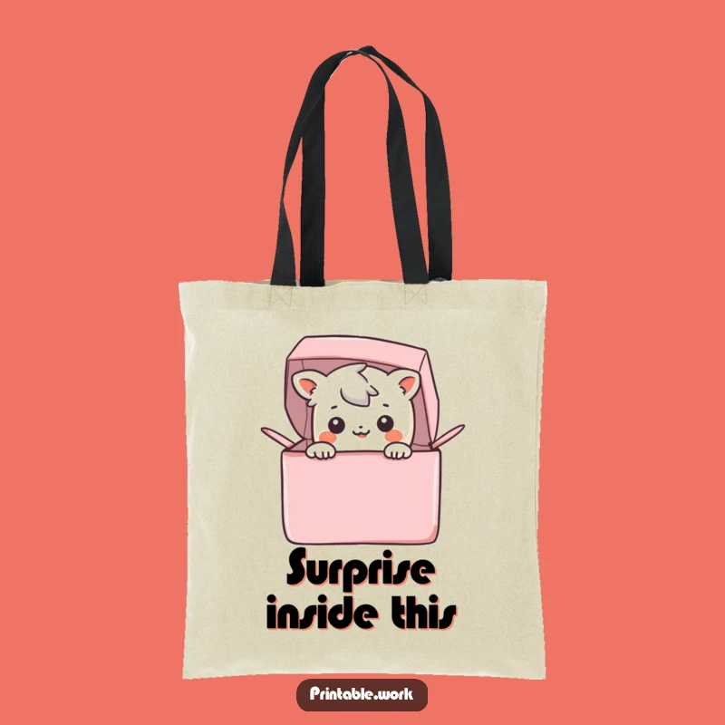 Funny Kawaii Tote Bag: Colorful Box Surprise, Practical and Funny Gift!