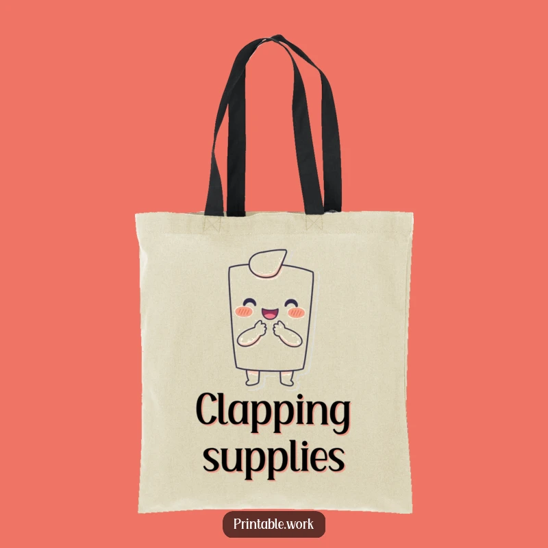 Funny Paper Tote Bag: Happy clapping character, a humorous and practical carry-all for joy.