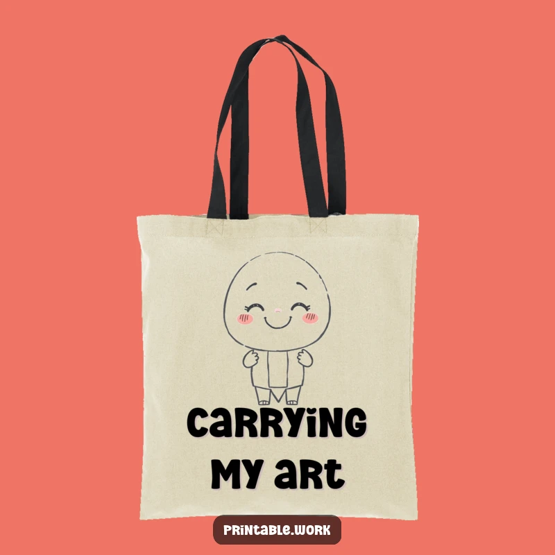 Funny Pencil Character Tote: Artist Bag with Wobbly Line, Ideal Funny Gift