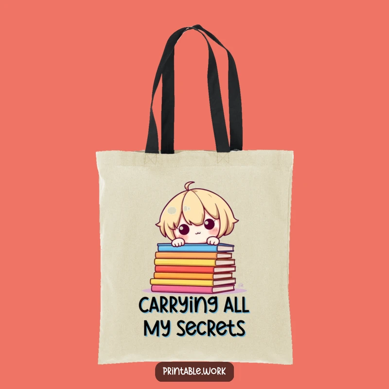 Funny Shy Kawaii Tote Bag: Adorable Book Lover Accessory, Perfect Funny Gift for Readers