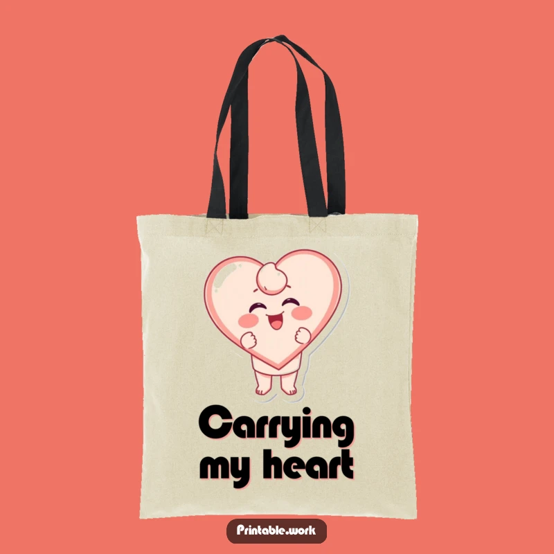 Funny Stamping Heart Tote Bag - Giggling Love Carrier - Practical Gift