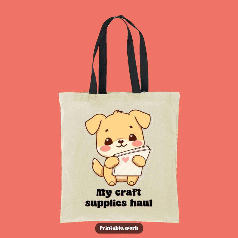 Funny Kawaii Dog Paper Lover Tote Bag: Carry Your Crafts with Style