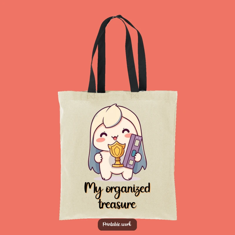 Funny Kawaii Organizer Tote Bag: Binder Trophy Winner, Perfect Funny Gift