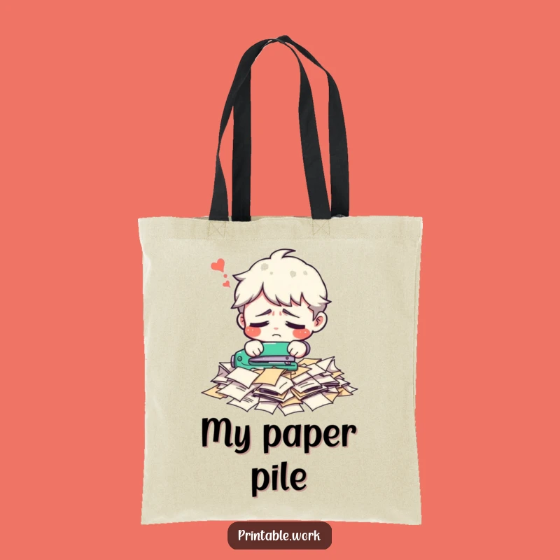 Funny Office Tote Bag: Confused Stapler Action, Perfect Funny Gift Accessory