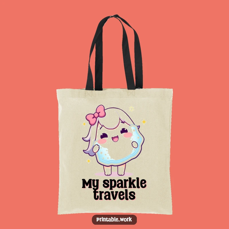 Funny Kawaii Tote Bag: Sparkly Sticker Holder, Practical Funny Gift!