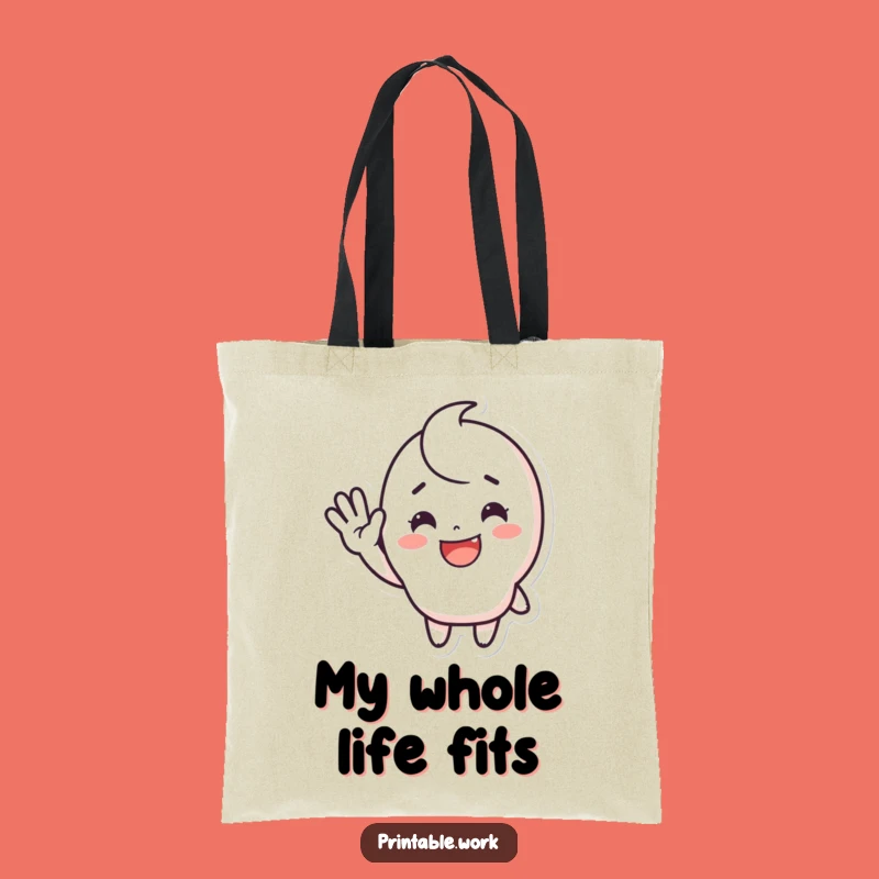 Funny Waving Sticker Tote: Durable Happy Character Bag, Ideal Funny Gift