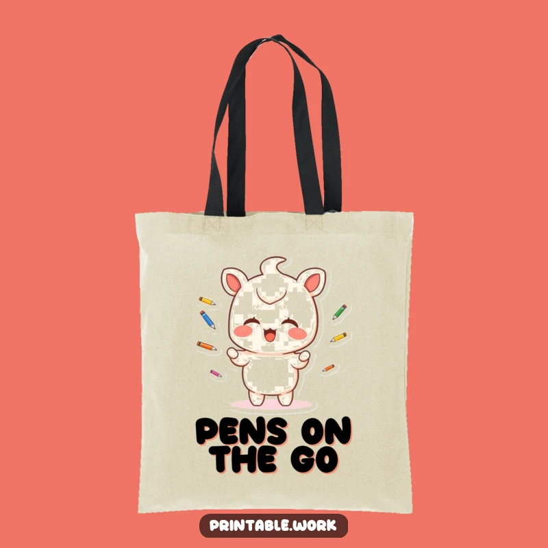 Funny Kawaii Tote Bag: Pen Juggling Artist, Practical Funny Gift!